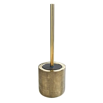 Immagine di WENKO Set WC Rivara, portascopino di alta qualità in raffinata ceramica, incluso scopino per toilette, Ø 11,5 x 12,7 cm, colore oro