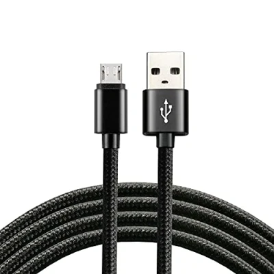 Immagine di everActive CBB 2MB Cavo micro USB in nylon, ricarica rapida, fino a 2,4 A, 200 cm, colore: Nero