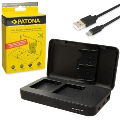 Immagine di PATONA Caricabatterie Doppio con Powerbank Funzione e Scheda di Memoria adatto per Panasonic DMW BLE9 BLE9E BLG10 BLG10E DMC GF6 Batterie
