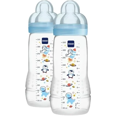 Immagine di MAM Biberon Easy Active, con Tettarella Misura 3, 4+ Mesi, modelli/colori assortiti, 330 ml, Set da 2