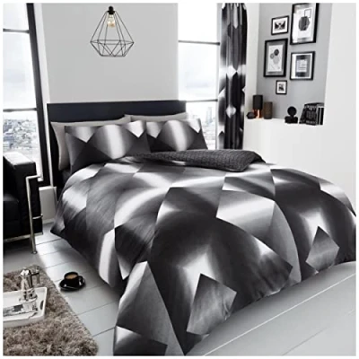 Immagine di GC GAVENO CAVAILIA Set di biancheria da letto con copripiumino reversibile, per king size, motivo geometrico, facile pulire, colore nero