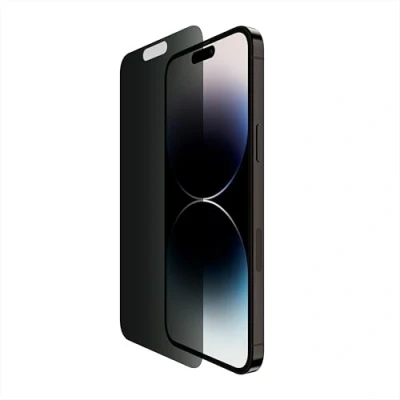Immagine di Belkin TemperedGlass Privacy Proteggi schermo per iPhone 14 Pro Max, pellicola protettiva trattata con rivestimento anti impronte, applicazione facile e senza bolle supporto Easy Align