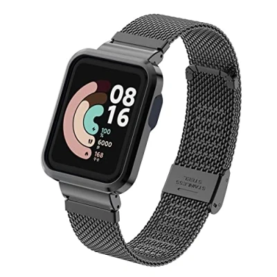 Immagine di nuosiweilang Compatibile con Xiaomi Mi Watch Lite/Redmi Cinturini,Mi Lite Bracciale Cinturino in Metallo Acciaio Inossidabile Sostituisci Accessori Redmi Lite,Nero