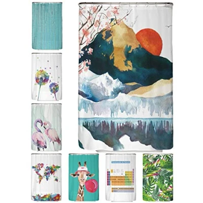 Immagine di arteneur® Tenda da doccia antimuffa, 120 x 180 cm, materiale riciclato Öko Tex Standard 100, orlo zavorrato, non trasparente, impermeabile, lavabile, con 8 anelli ed e book, motivo: Giappone