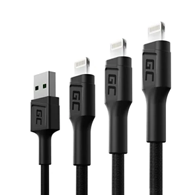 Immagine di GC Ray LED SET 3x 30cm 120cm 200cm Lightning Cavo Nylon Cavetto Cable di Ricarica per Apple iPhone 13 12 11 SE Pro/Max X XR XS Max 8 7 Plus 6 6S 5 5C 5S iPad Air Pro
