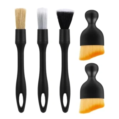 Immagine di Chiluxendo Pennelli(5Pcs), Pennello Detailing Set Pulite Dell&#039;Auto Setole, Spazzola Lavaggio Auto Interni Super Morbida, Strumento per Pulizia Dettagli Interno Morbide Sedile Cruscotto