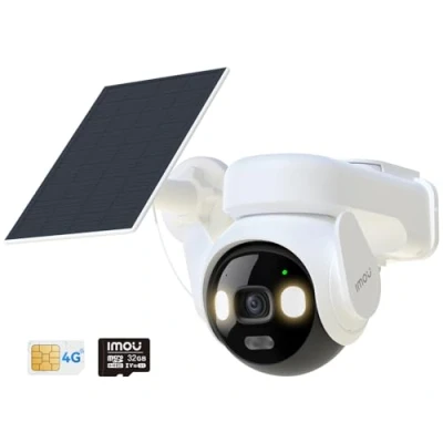 Immagine di Imou 5MP Telecamera WiFi Esterno Senza Fili, 4G con Sim &amp; 32GB, Registrazione 24/7, Rilevamento Umano, Visione Notturna Intelligente, 10000mAh, IP66, Voce Personalizzata, Modalità Privata