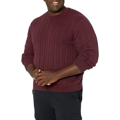 Immagine di Amazon Essentials Maglione a Girocollo in Cotone Coste Uomo, Bordeaux, XXL