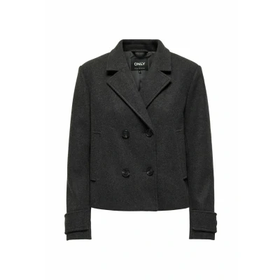 Immagine di ONLY Onlfreja Life Giacca Corta Db Otw Noos Cappotto, Grigio Scuro mélange, XL Donna