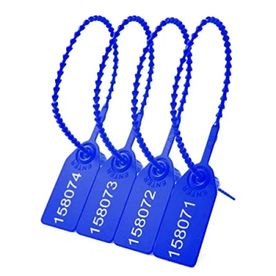Immagine di Lzbignun 100 etichette di sicurezza in plastica a prova manomissione, sigilli numerati, anti monouso autobloccanti per estintori (blu)