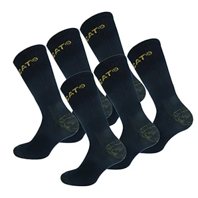 Immagine di Caterpillar Premium Work Socks 6 Paia di Calze da Lavoro Uomo Scarpe Antinfortunistiche, Doppio Rinforzo su Punta e Tallone, Ottima Qualità Spugna Cotone (Blu, 39 42)