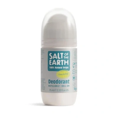 Immagine di Salt Of the Earth Natural Deodorant Roll On by Unscented, Fragrance Free Refillable, Vegan, Long Lasting Protection, Leaping Bunny Approved, Made in UK 75ml