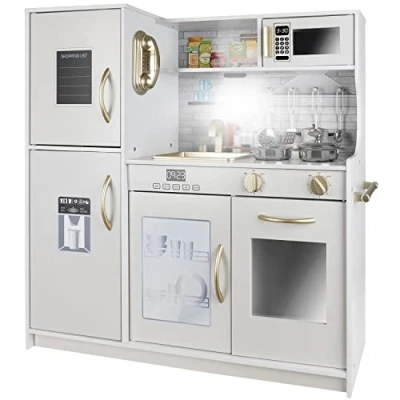 Immagine di Kruzzel Cucina Giocattolo per bambini in legno con luci e accessori Grande 80(l) x 24(p) 81 (h)