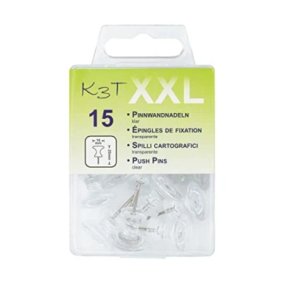 Immagine di K3T 48343 Puntine XXL, confezione da 15 pezzi, trasparente/trasparente