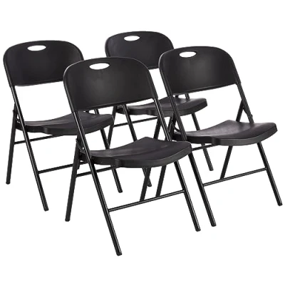 Immagine di Amazon Basics Sedia pieghevole di plastica, capacità carico 157,5 kg, set 4, nero