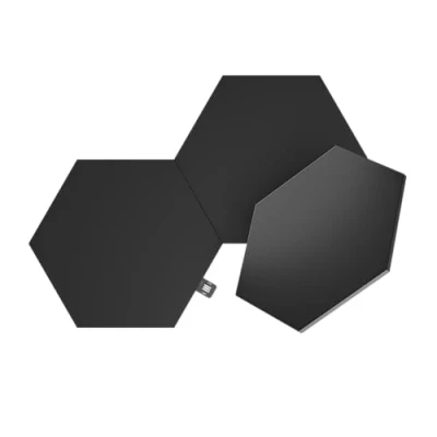 Immagine di Nanoleaf Shapes Ultra Black Hexagon Expansion Pack, 3 Esagoni Led Aggiuntivi RGBW Applique da Parete Interno Modulari, Luci 16M Colori WiFi, Funziona con Alexa, Sincronia Musica e Monitor