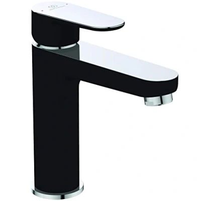 Immagine di Ideal Standard Tyria Miscelatore per lavabo bagno, Cromato e nero, Con piletta in metallo