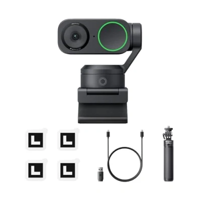 Immagine di Insta360 Link 2 Paquete treppiede PTZ 4K Webcam per PC/Mac, Sensore da 1/2&quot;, IA Tracking, HDR, Mic di cancellazione del rumore IA, Controllo gestuale lo streaming, Videochiamate, Gaming