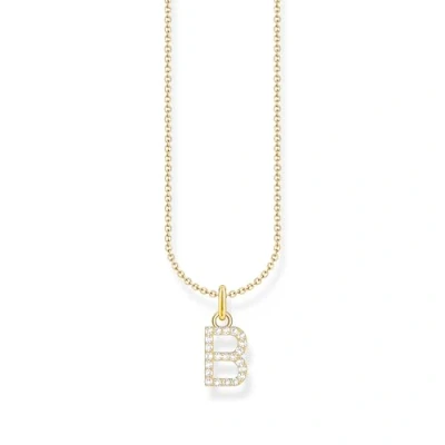 Immagine di Thomas Sabo Collana lettera B in argento dorato con zirconi, Oro giallo, KE2241 414 14
