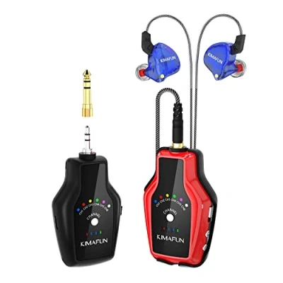 Immagine di KIMAFUN In Ear Monitor 2.4G Wireless System, Sistemi IEM Stereo per Prove Band, Amplificatore Chitarra, Altoparlanti, Registrazione, Chitarristi, Bassisti, DJ(1TX+1RX)