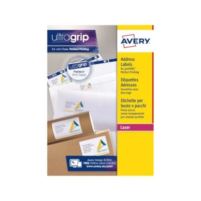 Immagine di Avery L7160 etichette autoadesive per indirizzi, stampanti laser, 21 foglio A4, 210 etichette, UltraGrip