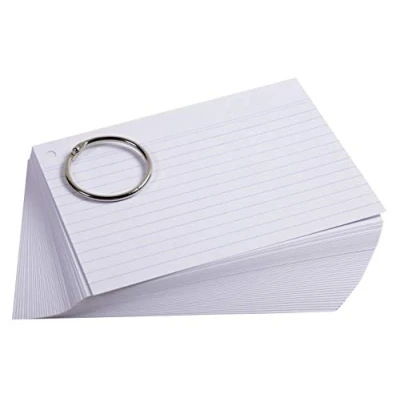 Immagine di Exacompta Rif. 10340E Confezione da 50 Flashcard sotto pellicola + anello Bristol a righe perforate formato A6 Colore casuale bianco, blu, giallo, rosa, verde