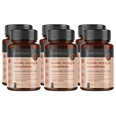 Immagine di glutatione a doppia forza x 360 compresse (60 per flacone, 6 flaconi). Con 50 mg di glutatione, 300 ALA e 200 vitamina C compressa. 200% più forte delle normali