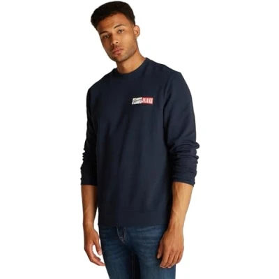 Immagine di Tommy Jeans Tjm Reg Entry Graphic Crew Ext Dm0Dm20341, Felpa Pullover, Uomo, Blu (Dark Night Navy), S