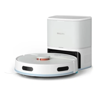 Immagine di Philips HomeRun serie 2000: 2 in 1 Robot aspirapolvere e lavapavimenti con 2700Pa di aspirazione &amp; 130min autonomia, potenziamento tappeti, stazione auto svuotamento, Bianco artico (XU2100/20)