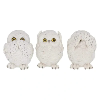 Immagine di Nemesis Now Statuetta di tre gufi saggi, 8 cm, colore: bianco