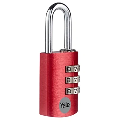 Immagine di Yale Lucchetto da viaggio a combinazione 3 cifre in alluminio YE3CB/28/126/1/CO rosso, corpo 28mm,