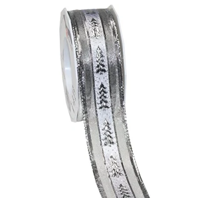 Immagine di Präsent 1594020 631 Nastro Stampato, Poliestere, Argento, 40mm 20m
