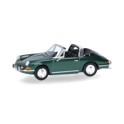 Immagine di herpa Modellino auto Porsche 911 Targa, miniatura scala 1:87, pezzo da collezione, Made in Germany, modello plastica, colore: verde metallizzato