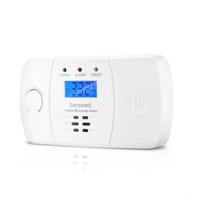 Immagine di Sensereo Rilevatore di Monossido Carbonio Alimentato da Sensore Figaro Durata 10 Anni Batterie AA Incluse Display LCD e LED Conforme alla Norma EN50291 per la Sicurezza Domestica