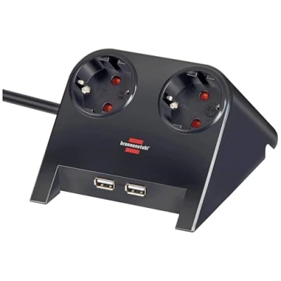 Immagine di Brennenstuhl 1153500222 Desktop Power multipresa da scrivania con USB Charger (2 prese di ricarica 2100mA e 2 nero 1,8m H05VV F 3G1,5)
