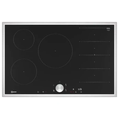 Immagine di NEFF T68STV4L0 piano cottura a induzione N90, autosufficiente in vetroceramica, larghezza 80 cm, Twist Pad, Flex Induction, Home Connect, Smart Hood Automatic, sospeso, nero