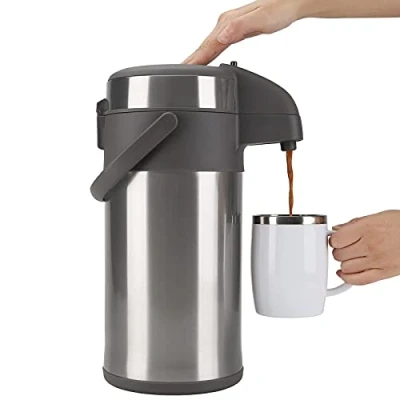 Immagine di Olerd Thermos da 4,0 litri, in acciaio inox, a doppia parete, con meccanismo di pompa, caraffa per caffè, 24 tazze (argento)