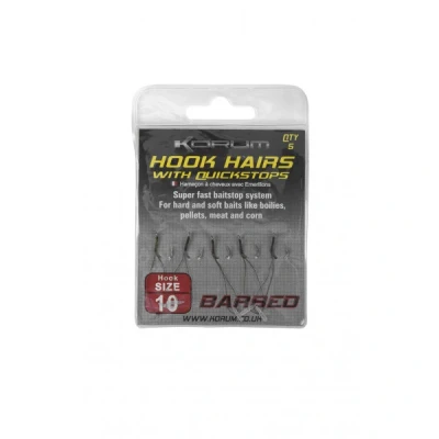 Immagine di Korum Barbed Hook Hairs With Quickstops (5pcs) #6 Ami per pesce bianco