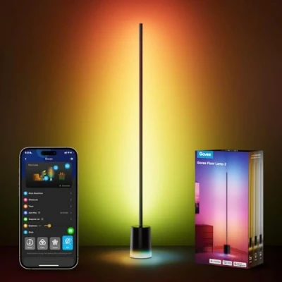 Immagine di Govee Lampada da Terra RGBIC, Luci LED Compatibile con Alexa e Matter, 152cm Dimmerabile 1725lm Telecomando APP, Sinc Musica, 82 Modalità, per Comodino, Camera Letto Salotto, Nero