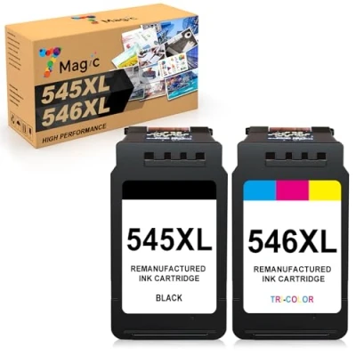 Immagine di 7Magic PG 545XL CL 546XL Cartucce d&#039;inchiostro Sostituzione per Canon 545 546 XL Multipack Pixma TS3350 TS3450 TS3150 TR4550 MG3050 MG2950 MG2500 MG2550S MX495 MX490 (Nero e Colore)