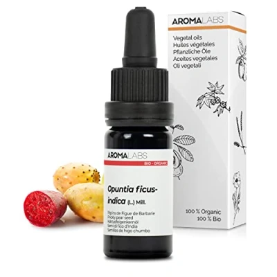 Immagine di BIO Olio vegetale Semi di Fico D&#039;india 10mL 100% Puro, Naturale, Spremuto a freddo e Certificato Cosmos AROMA LABS (Marchio Francese)