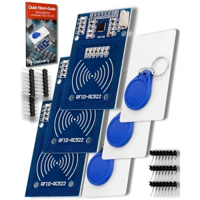 Immagine di AZDelivery 3 x Kit RFID RC522 13,56MHz con Reader, Chip E Scheda compatibile Arduino Raspberry Pi incluso un Book!