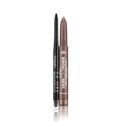 Immagine di Deborah Milano Set Makeup Matita Occhi 24 Ore Automatica Waterproof 01 Black e Ombretto in Stick Color Power, 5 Brown, a Effetto Long Lasting