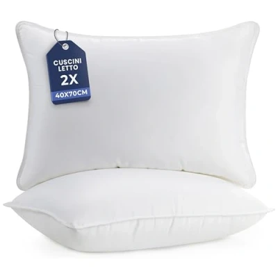Immagine di Utopia Bedding Cuscini Letto (Set di 2), 40 x 70 cm Guanciali Coppia, 3D Fibra Poliestere (Bianco)