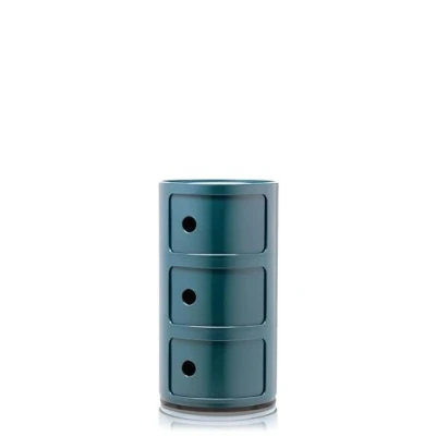 Immagine di Kartell Componibili Contenitore 3 Elementi, ABS, Base Tonda, Blu, 32 x 58.5 cm