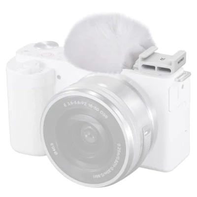 Immagine di NEEWER Paravento Cold Shoe per Fotocamere Vlog Serie ZV, Antivento Microfono in Pelliccia con Adattatore Shoe, Accessorio Compatibile Sony ZV 1F E10 1 E1 II, CA133 Bianco