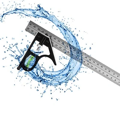 Immagine di Squadra Combinata 300mm, 12 Pollici, Professionale in Acciaio Inossidabile, Combinazione di Righello Universale 45/90 Grado per Ingegnere Artigiano Falegname