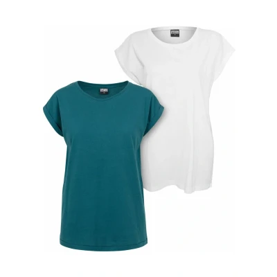 Immagine di Urban Classics Extended Shoulder 2PACK Tshirt basic, Donna, Taglia: Small, Teal white
