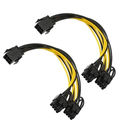 Immagine di Adattatore per cavi di alimentazione PCIe a 6 pin 8 pin, confezione da 2 adattatori (6+2) scheda grafica GPU VGA discreta estensione