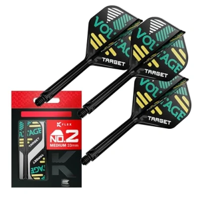 Immagine di Target Darts Rob Cross K Flex Voli e Sistema di Alberi, No.2 (Medio, 33mm) Confezione da 3 Kflex all in One Flights, Accessori per Freccette Player Edition Attacco Manubrio Dart